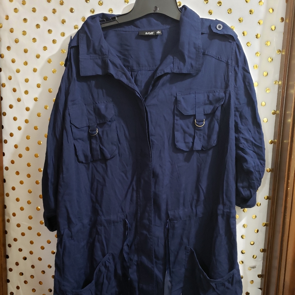 navy blue button up shirt